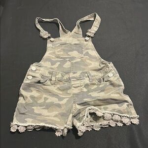 Girls Camouflage Bib Overall Shorts with Lace Trim SO size 10